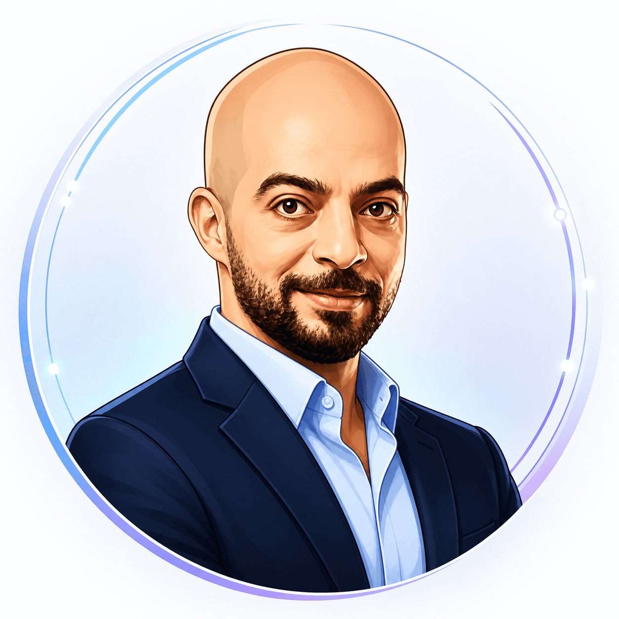 Cartoon portrait of Asem Hammad